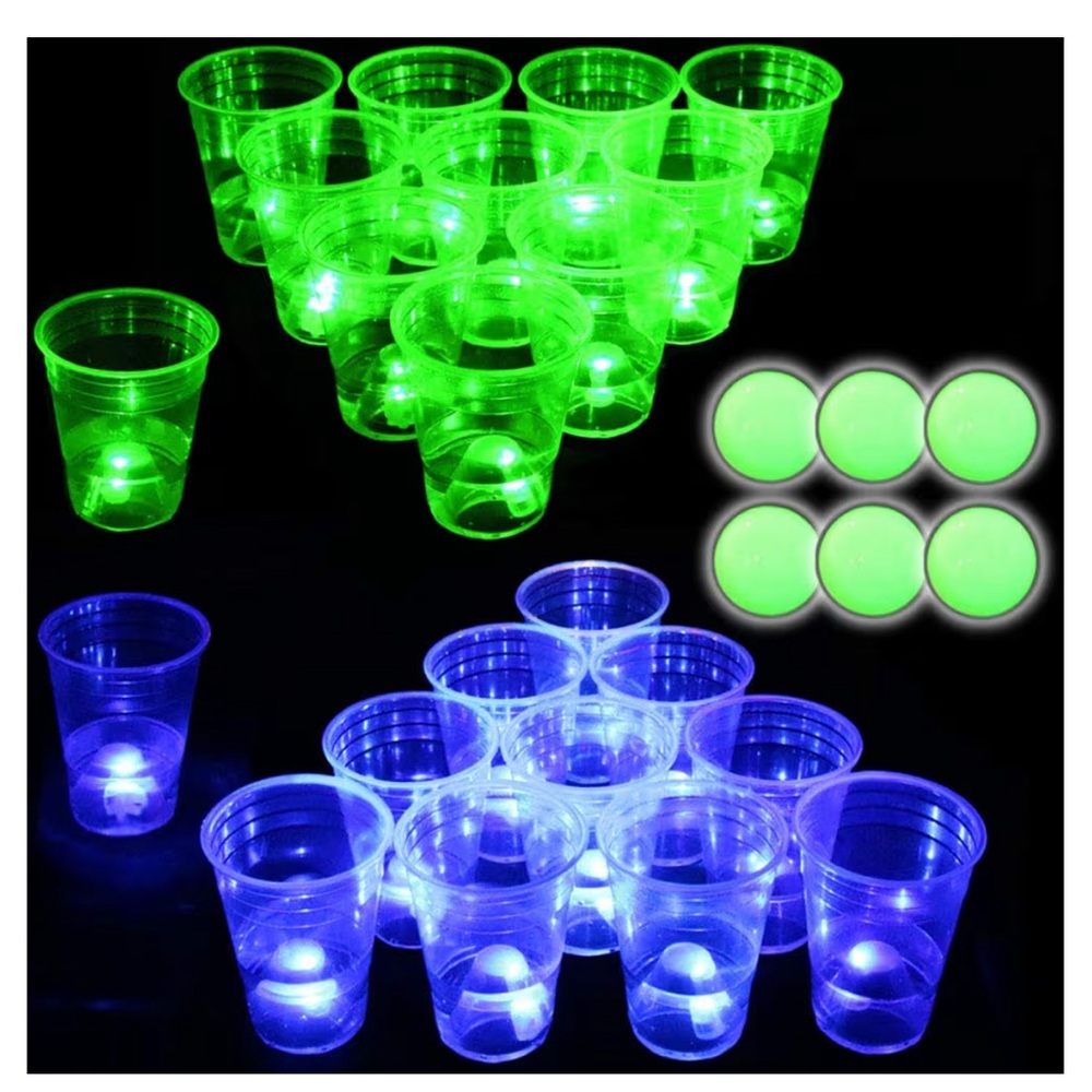 LED Glow Party Beer Pong Cups - Green and Blue